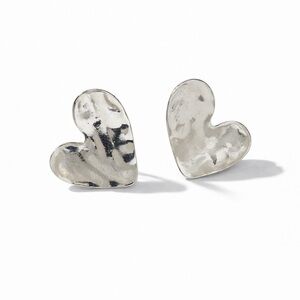 New! Bloom Social Silver Hammered Gold Heart Earrings (2006) NWOT